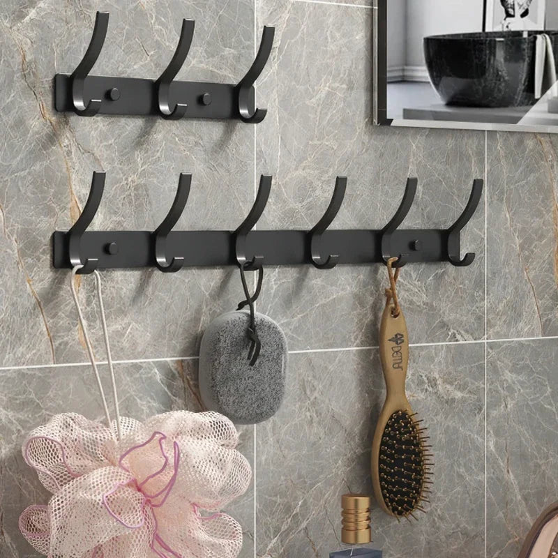 Black White Folding Robe Hooks Towel Hanger Nail Wall Rack Hooks Coat Clothes Holder for Bathroom Kitchen Accessories