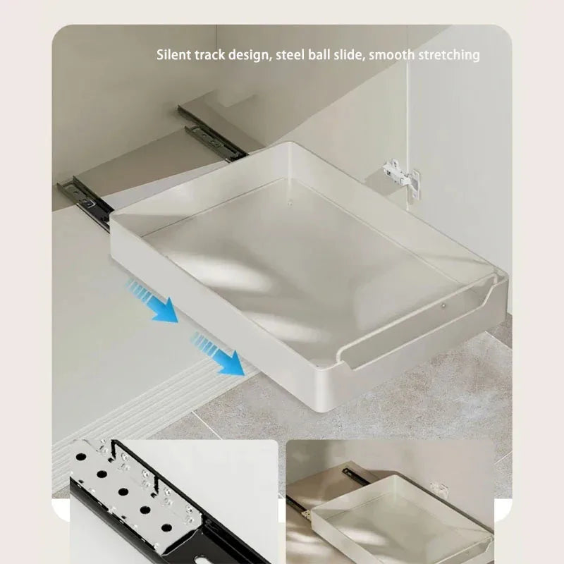 New Kitchen Storage Rack with Slide Rails Pull-out Kitchen Drawer Type Storage Tray Spice Box Storage Shelf Cabinets Organizer