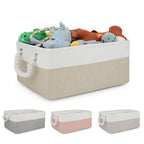 Folding Linen Fabric Storage Basket Multi-functional Sundries Storage Bag with Handle Organizer Box for Underwear Sock Baby Toys