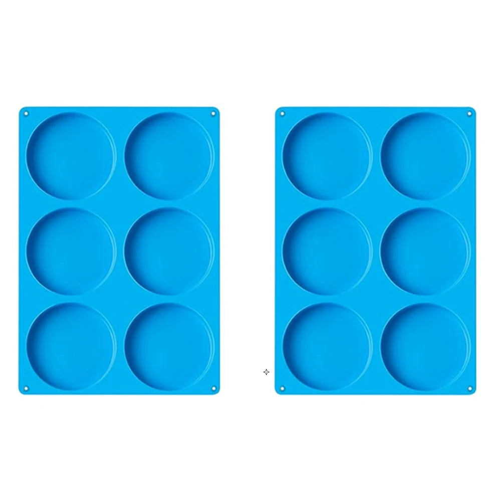 6 Holes Round Silicone Mold Cake Pastry Baking Molds Jelly Pudding Soap Form Ice Cake Decoration Tool Disc Bread Biscuit Mould
