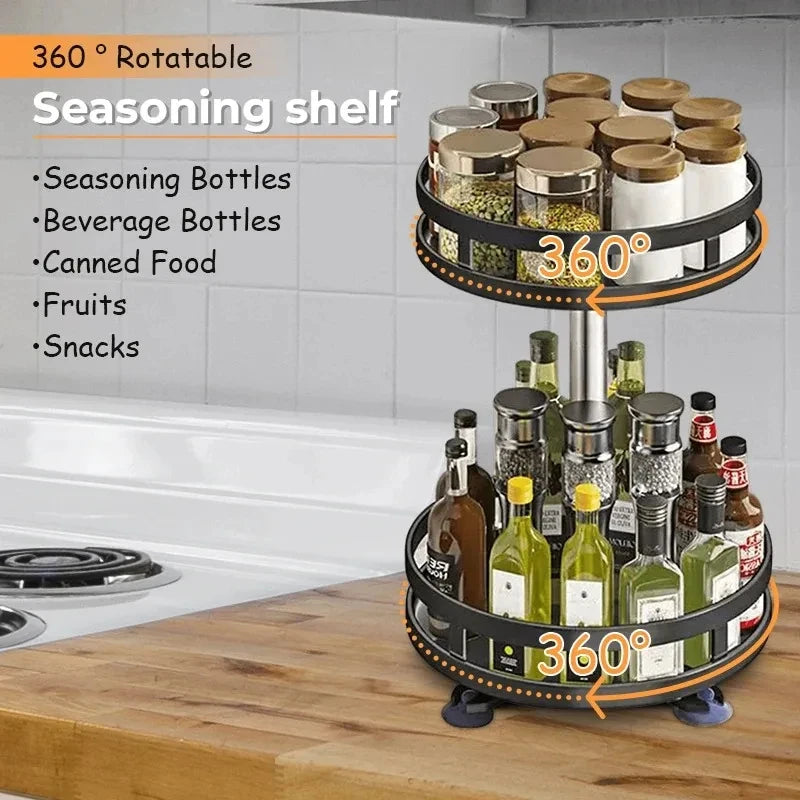 Rotating Spice Rack – 360° Kitchen Storage Organizer