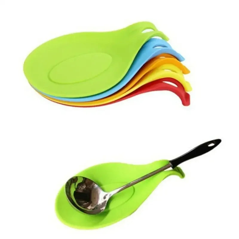 1PC Random Color Rubber Spoon Rack Scraper Rack Heat-Resistant Kitchen Utensil Pad Tray Kitchen Tool