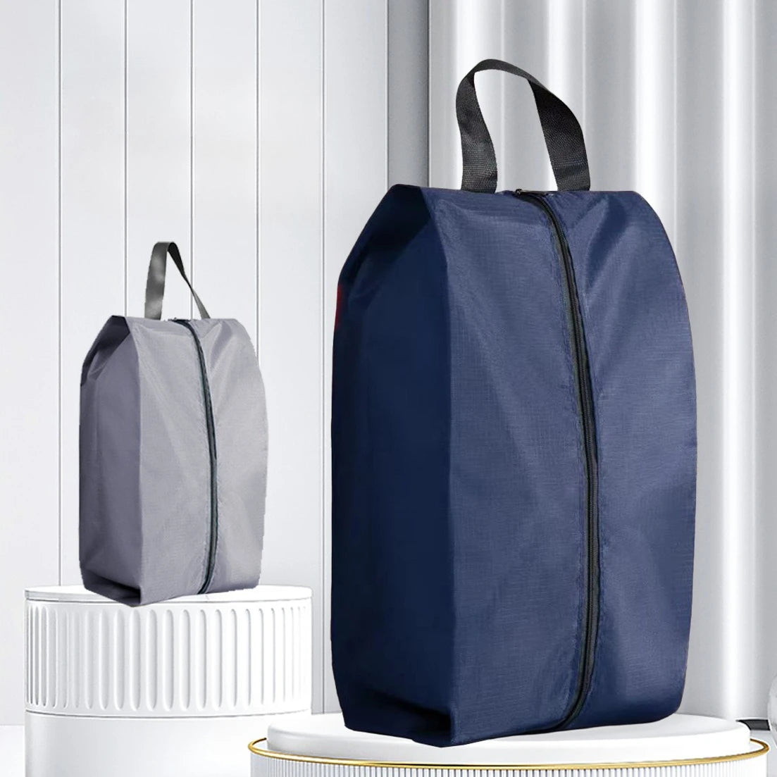 3PCS Travel Shoe Storage Pouch Waterproof Fabric Zipper Handbag Portable Dust‑proof Shoes Organizer Bag For Home Business Trip
