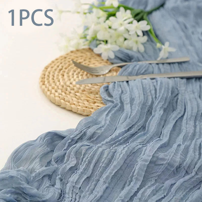 90x400CM Semi-Sheer Gauze Table Runner For Wedding Reception Sheer Bridal Shower Birthday Party Banquet Xmas Table Decoration