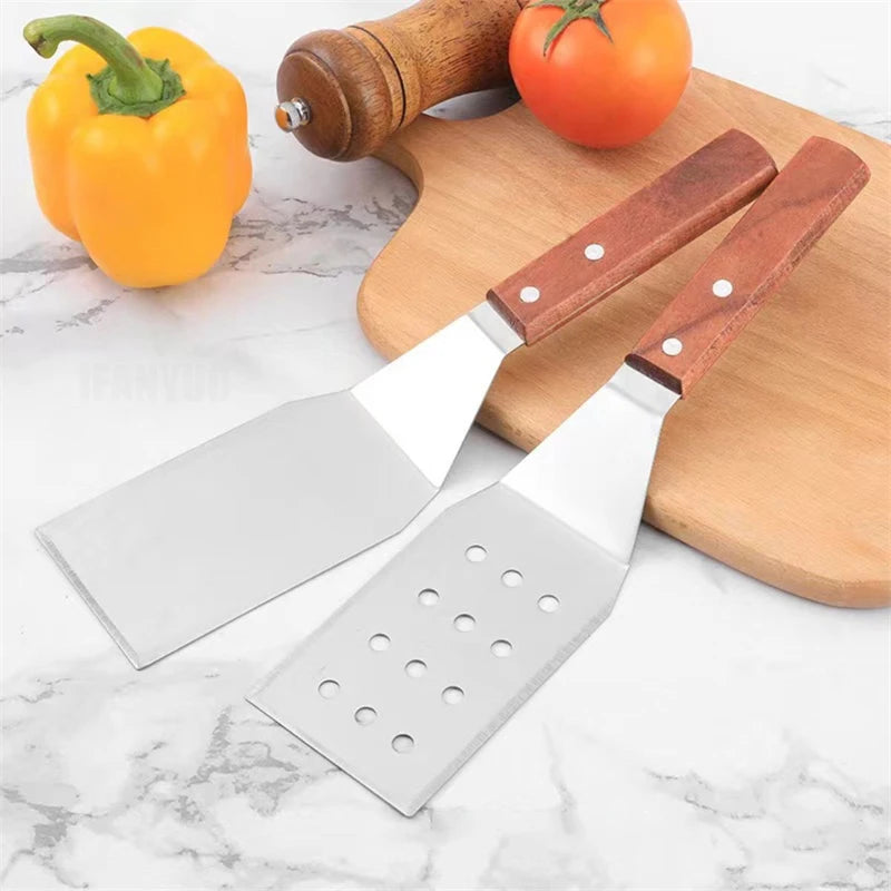Stainless Steel Spatula and Grill Scraper Non Stick Durable Barbecue Cooking Tools Pizza Shovel Pancake Beef BBQ Utensils