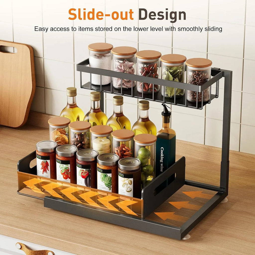 2-story Kitchen Sink Storage Containers, Push-pull Cabinet Organizer, Kitchen And Bathroom Organizers And Storage