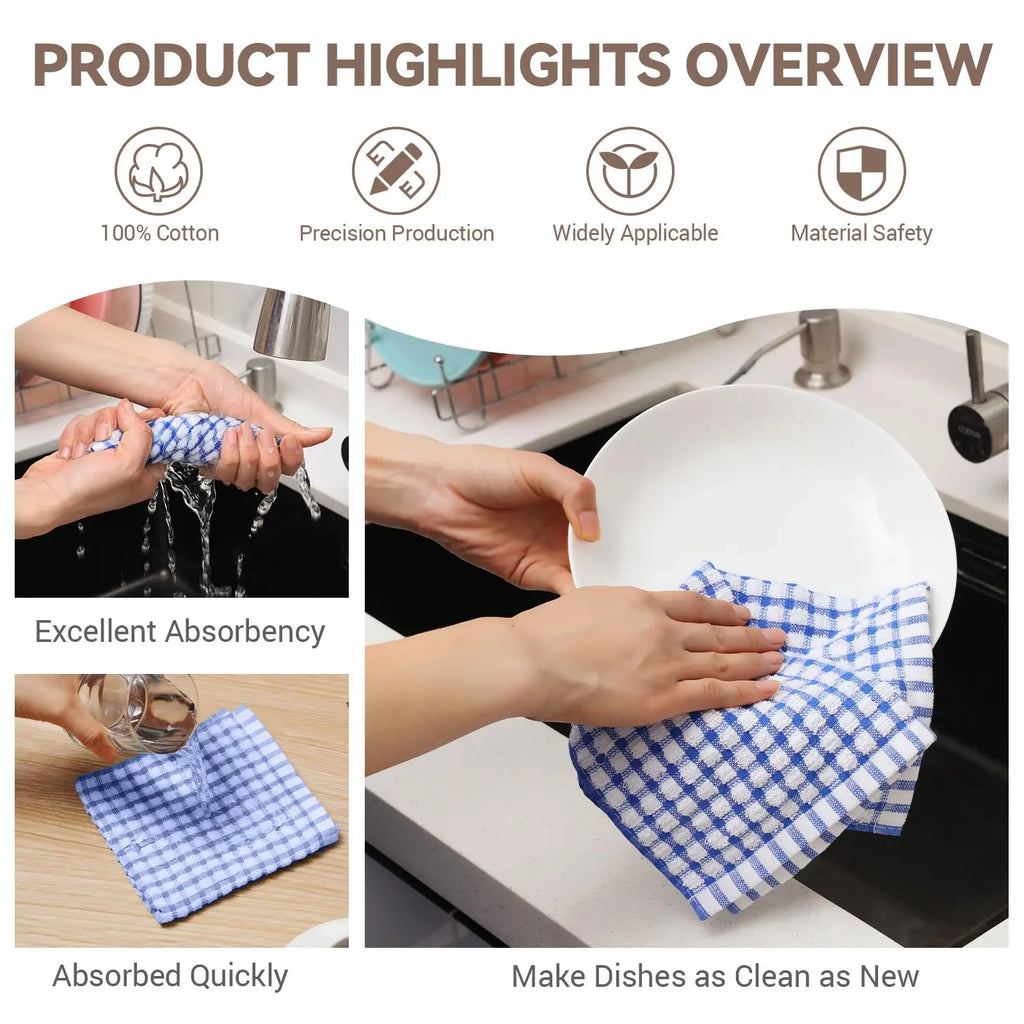 3/5PCSKitchen Dishcloths 100% Cotton Kitchen Dish Cloths for Washing Dishes Scrubbing Wash Cloths Dish Towels Sets (Mix Color)
