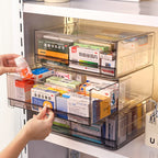 1pc Gray Drawer Acrylic Medicine Storage Box, Large Capacity Stackable Medicine Sorting Box, Pull-Out Medicine Box