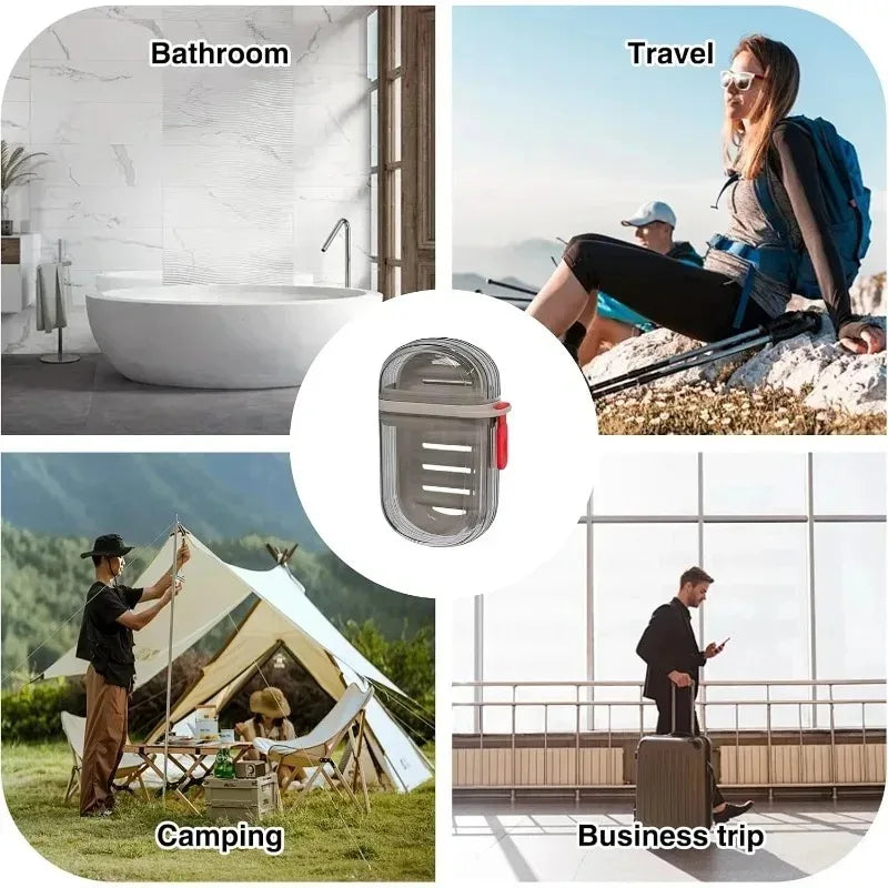 Portable Sealed Drainable Soap Box with Lid Creative Travel Soap Case for Business Trip Bathroom Use
