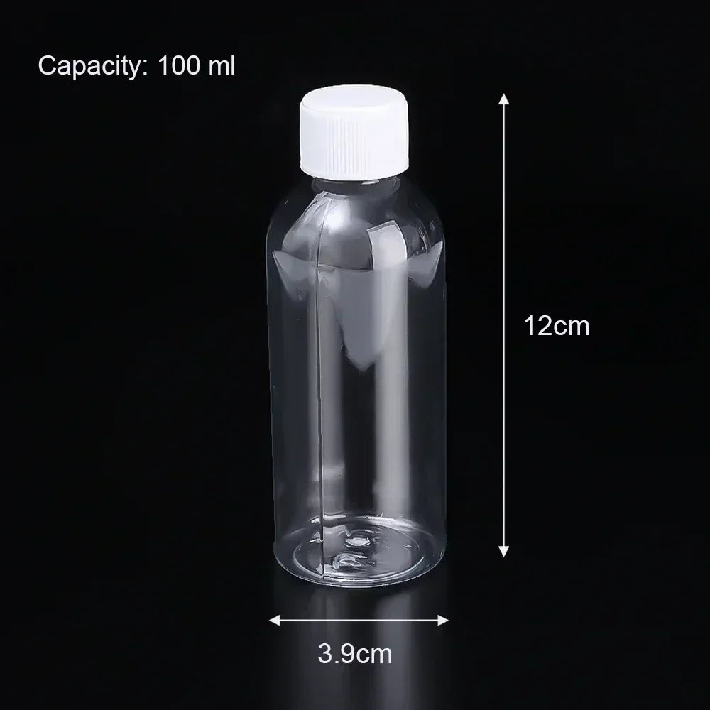 1/10Pcs Refillable Bottles 10ml 20ml 30ml 50ml 80ml 100ml Plastic PET Clear Empty Seal Bottles Sample Containers with Screw Cap