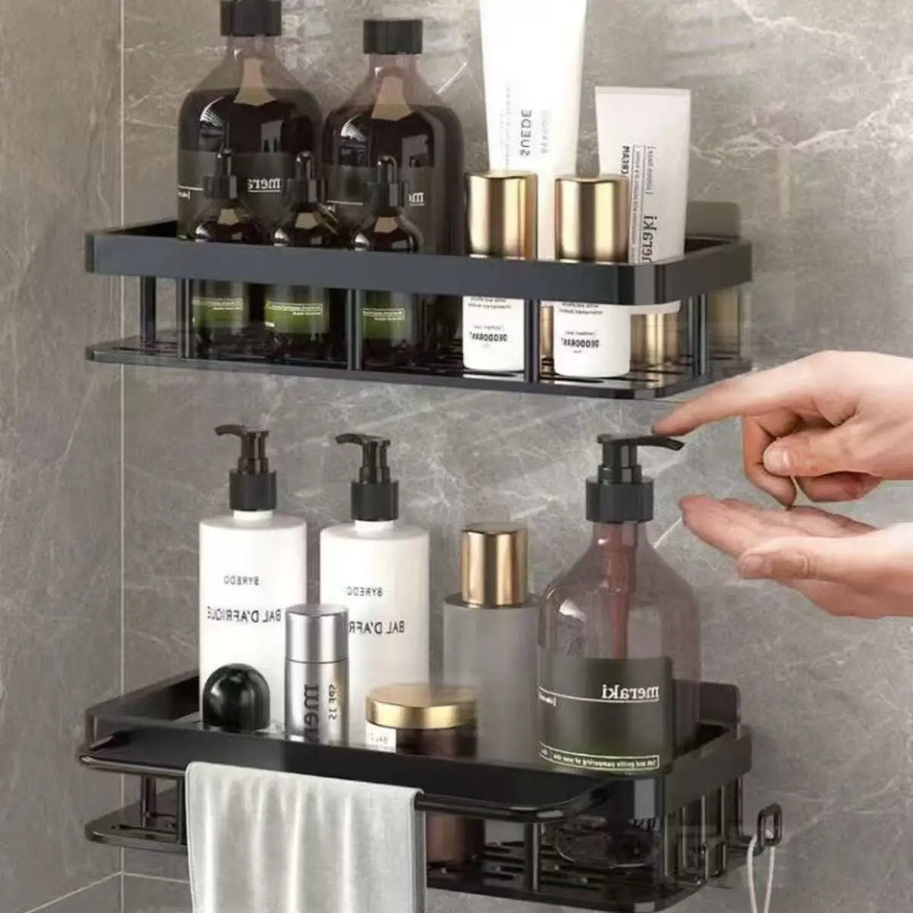 2PCS Bathroom Shelf Kitchen Storage Organizer ABS Shampoo Rack Shower Shelf Bathroom Accessories No Drill Shelf