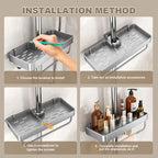 1/2PCS Punch-Free Shower Caddy With Towel Rod Bathroom Shelf Shampoo Soap Holder Shower Tray For Toilet Bathroom Organizer