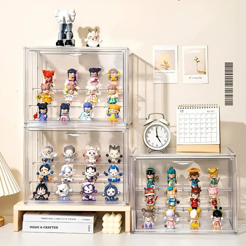 1/3 Pcs Clear StorageBox Stackable Display Case Acrylic Dustproof Organizer for Handbag Figure Toy Makeup Storage Organizer Box