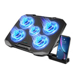 COOLCOLD Laptop Cooling Pad for 12-17 Inch Laptop Cooler Stand, 5 Quiet Fans, 5 Angle Adjustable with Phone Holder