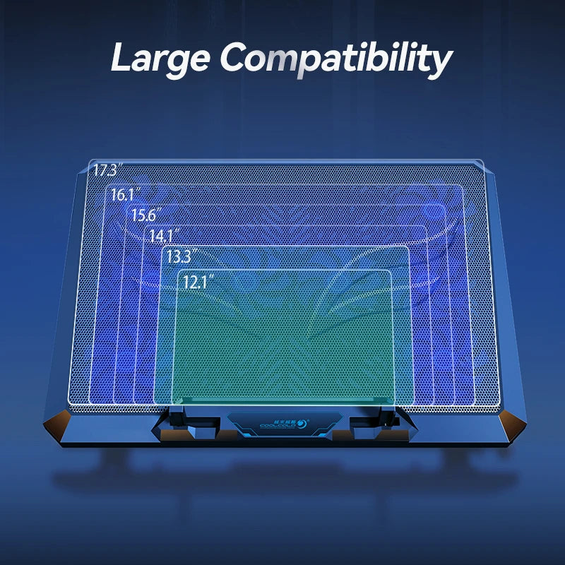 COOLCOLD Laptop Cooling Pad with 12 Quiet Fans,12-17.3 Inch Gaming Laptop Cooler Stand with Two USB Ports & Phone Holder