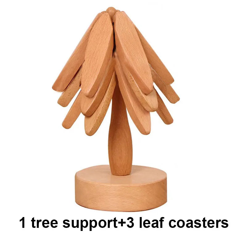 Natural Wooden Tree Trivets Wood Christmas Tree Coaster Set Anti Scald Heat Resistant Table Mat Coaster Wood Placemats Pot