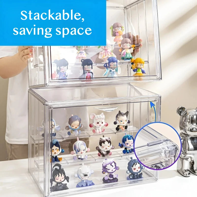 1/3 Pcs Clear StorageBox Stackable Display Case Acrylic Dustproof Organizer for Handbag Figure Toy Makeup Storage Organizer Box