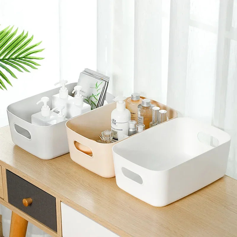 Desktop Storage Box Dormitory Sundries Plastic Cosmetic Storage Box Bathroom Kitchen Sorting Storage Basket Bins