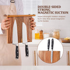 Acacia Wood Home Kitchen Magnetic Knife Block Holder Rack Magnetic Stands with Strong Enhanced Magnets