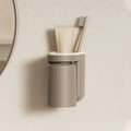 Innovative No Drill Wall Mounted Light Luxury Mouthwash Toothbrush Cup Storage Rack Couple Bathroom Organizer