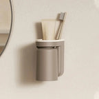 Innovative No Drill Wall Mounted Light Luxury Mouthwash Toothbrush Cup Storage Rack Couple Bathroom Organizer