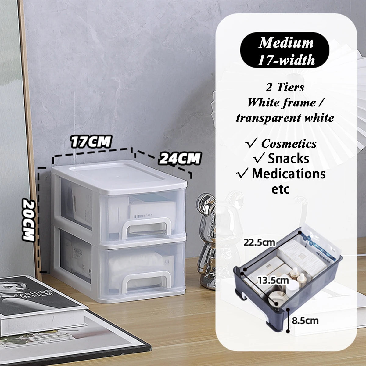 2-6Layers Medium Desktop Storage Box with Drawer Heightened Table Organizer Plastic Office storage cabinet  for home Stationery