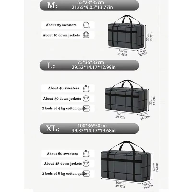 1Pc New Large Capacity and Super Load-bearing Black Composite Material Storage Bag, Dustproof and Moisture-proof with Zipper