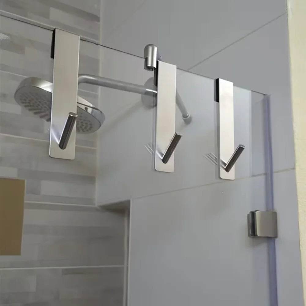 Stainless Steel Over Glass Door Shower Door Back Shower Towel Rack S-Shape Bathroom Bathrobe Hanger Holder Hooks