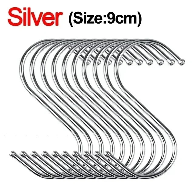 Stainless Steel S Hooks with Sharp Tip Utensil Meat Clothes Hanger Hanging Hooks for Butcher Shop Kitchen Baking Tools