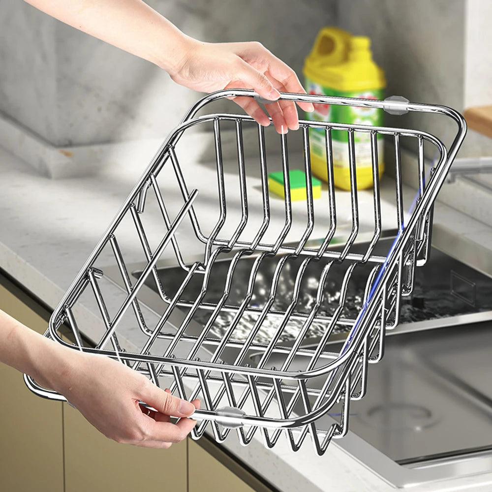 Telescopic Sink Drain Rack – Adjustable Kitchen Organizer