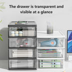 2-6Layers Medium Desktop Storage Box with Drawer Heightened Table Organizer Plastic Office storage cabinet  for home Stationery
