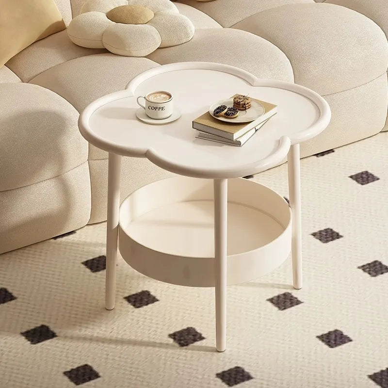 1pcs Four-Leaf Clover Sofa Side Several Bedroom Small Table Living Room Storage Table Creative Balcony Double Layer Coffee Table