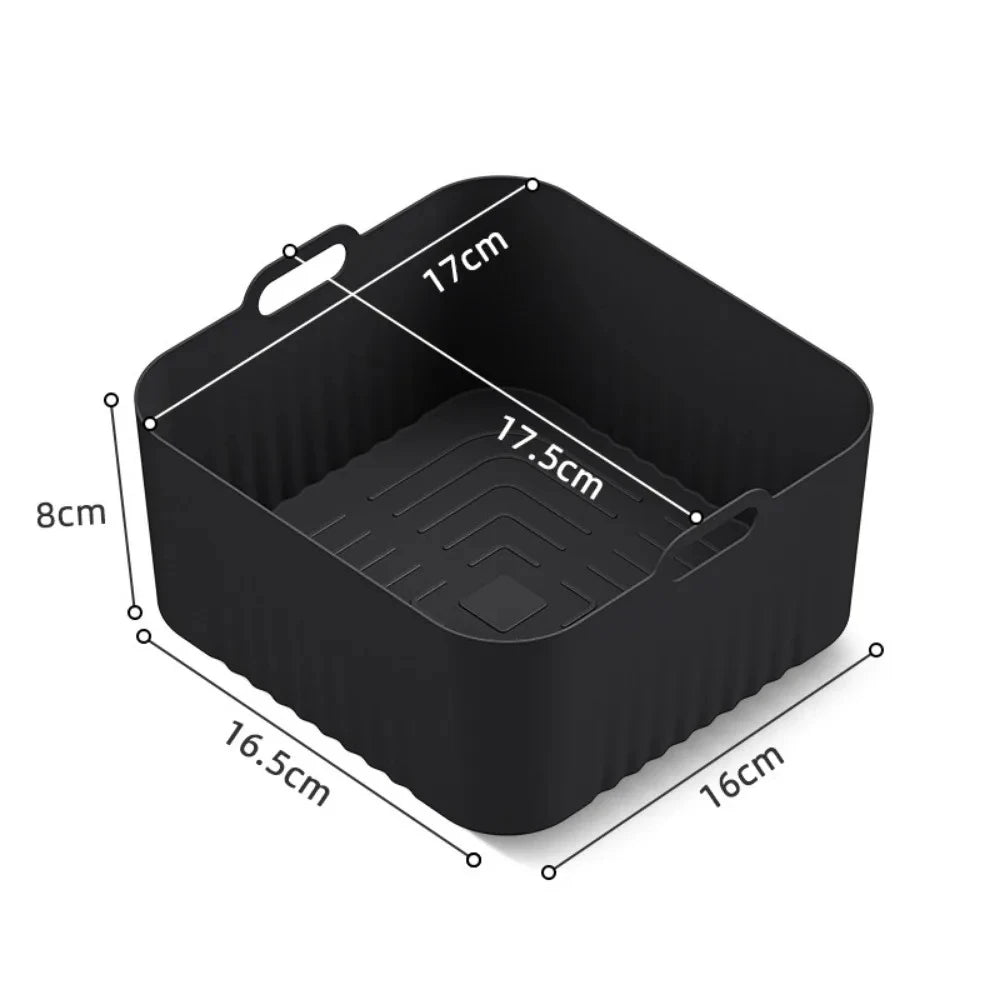 2pc/1pc Air Fryer Silicone Tray Rectangle Oven Baking Basket Reusable Liner Insert Dish Fried Chicken for Airfryers Accessories