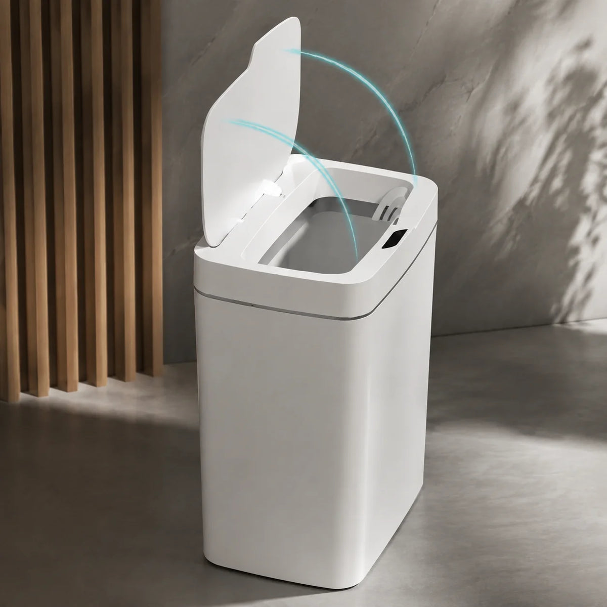 HTMCK White Touchless 15L Smart Sensor Trash Can – Electronic Bathroom Garbage Bin with Automatic Bagging, Smart Home Compatible