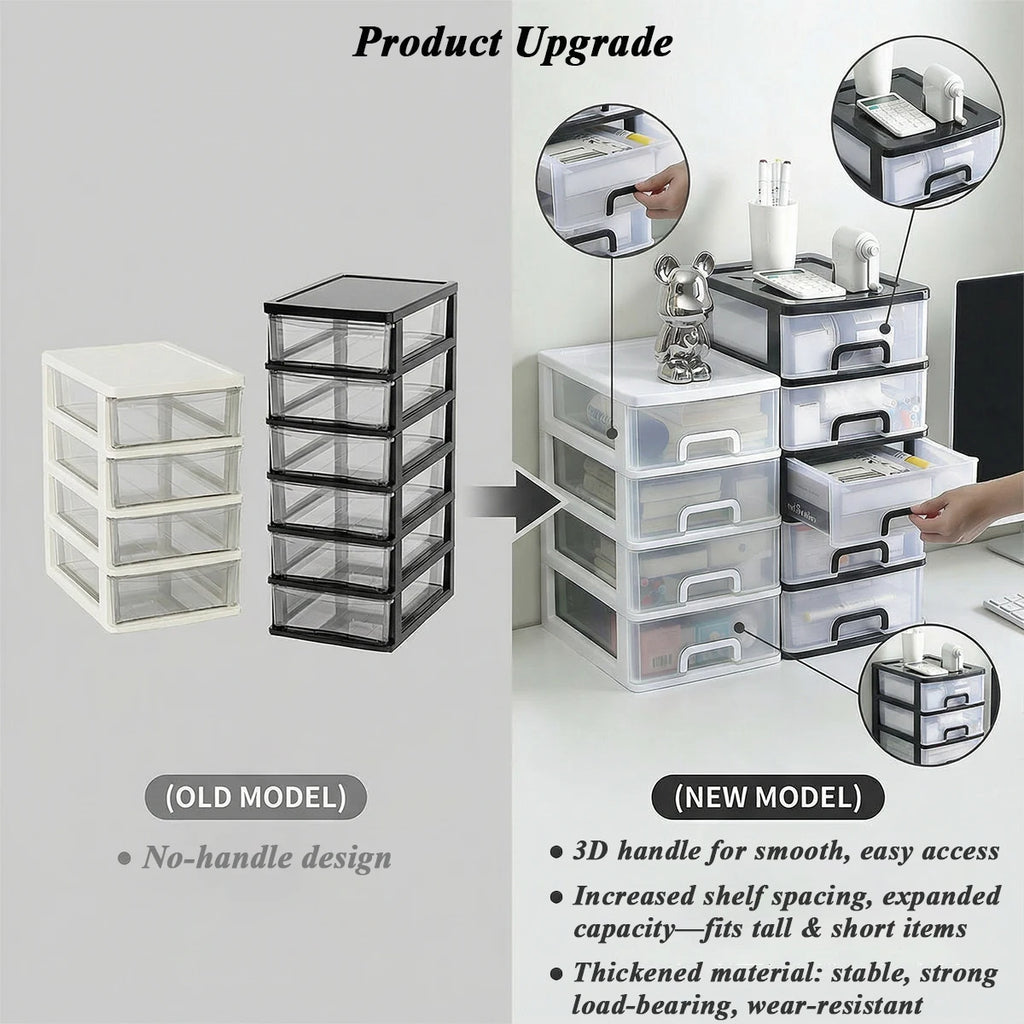 2-6Layers Medium Desktop Storage Box with Drawer Heightened Table Organizer Plastic Office storage cabinet  for home Stationery
