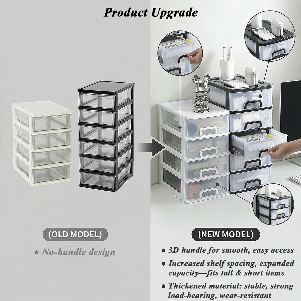 2-6Layers Medium Desktop Storage Box with Drawer Heightened Table Organizer Plastic Office storage cabinet  for home Stationery