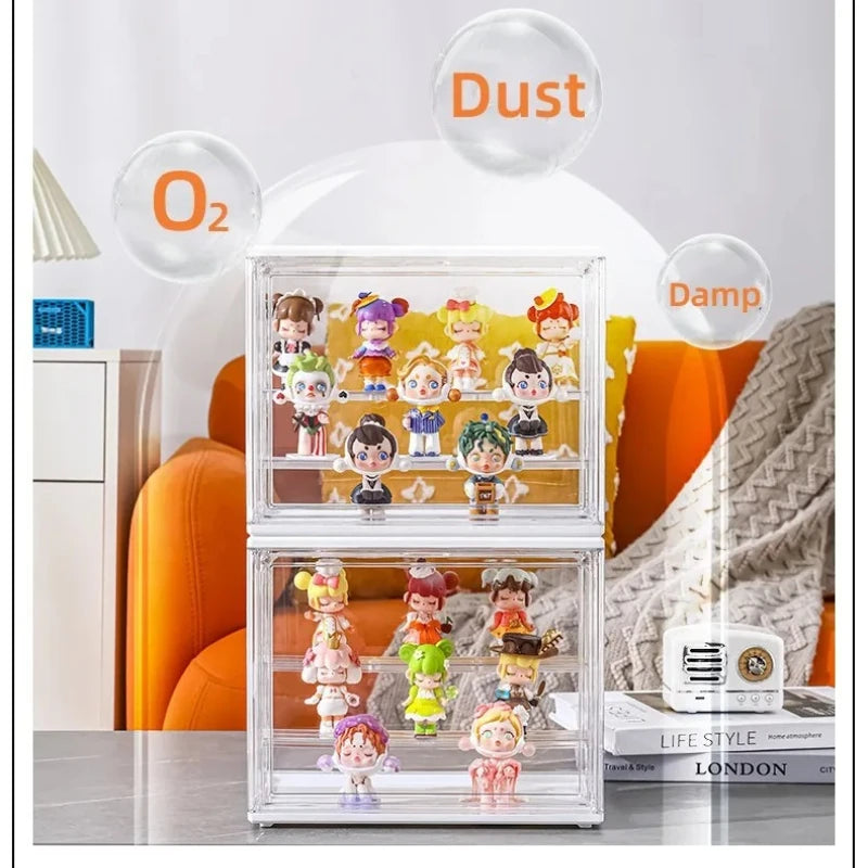 1/3 Pcs Clear StorageBox Stackable Display Case Acrylic Dustproof Organizer for Handbag Figure Toy Makeup Storage Organizer Box