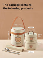 WORTHBUY Portable Insulated Lunch Box 304 Stainless Steel Fruit Salad Food Container Leak-proof Bento Box Microwave Heatable