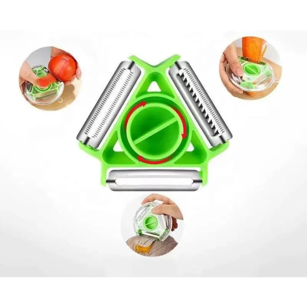 Kitchen 3 in 1 Peeler Rotary Multi-purpose Stainless Steel Potato Peeler Slicer Grater Shredder Vegetable Fruit Peeler