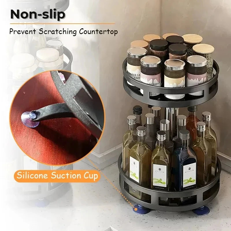 Rotating Spice Rack – 360° Kitchen Storage Organizer