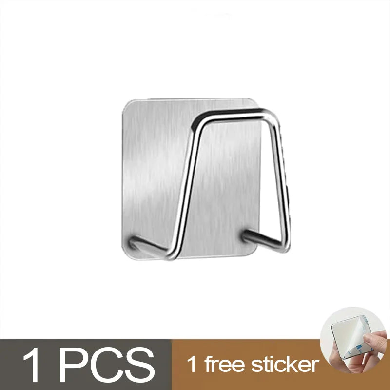 Kitchen Sponge Holder Sink Sponge Rack Stainless Steel Sponges Stand Drainer Sponges Sink Shelf for Knife Towel Holder Wall Hook
