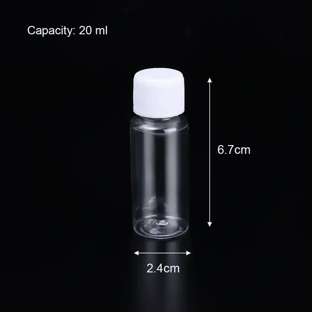 1/10Pcs Refillable Bottles 10ml 20ml 30ml 50ml 80ml 100ml Plastic PET Clear Empty Seal Bottles Sample Containers with Screw Cap