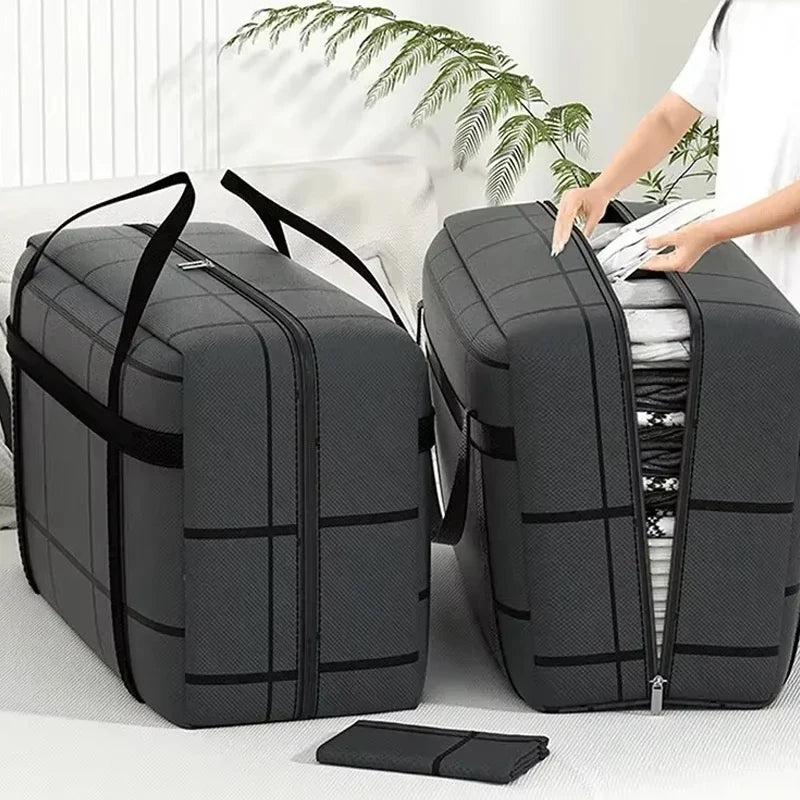 1Pc New Large Capacity and Super Load-bearing Black Composite Material Storage Bag, Dustproof and Moisture-proof with Zipper