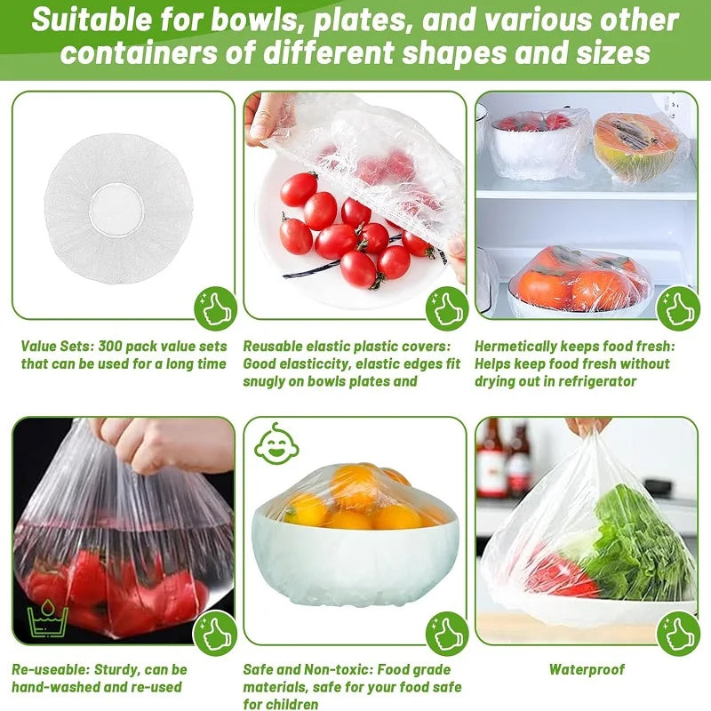 Disposable Food Cover Food Grade Home Fruit Vegetable Saran Wrap Storage Bag Elastic Plastic Wrap Shower Cap Fresh Keeping Bag