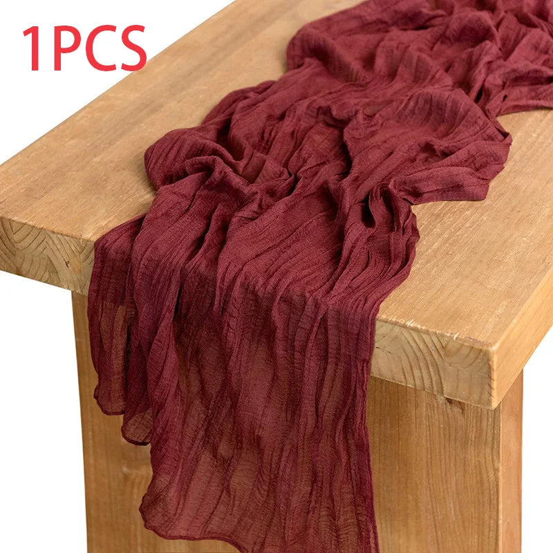 90x400CM Semi-Sheer Gauze Table Runner For Wedding Reception Sheer Bridal Shower Birthday Party Banquet Xmas Table Decoration