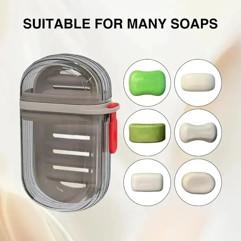 Portable Sealed Drainable Soap Box with Lid Creative Travel Soap Case for Business Trip Bathroom Use