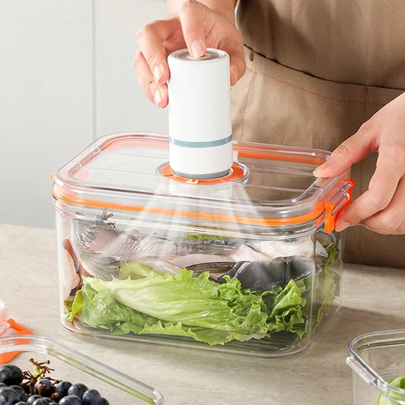Vacuum Fresh-keeping Box Refrigerator Sealed Canister Microwavable Transparent Food Storage Container Kitchen Organizer Bento