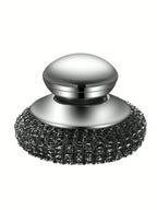 1/2 Pcs Stainless Steel Pot Brush With Handle, Heavy Duty Dish Scrubber Scouring Pad, Steel Wool Cleaning Brush, Suitable For Pots, Pans, Grill, Sink