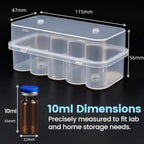 1 Pcs 3ML/10mL 10-Slot Vial Storage Case Stackable Plastic Microtube Storage Box Clear Freezer Tube Box Refrigerator Organizer