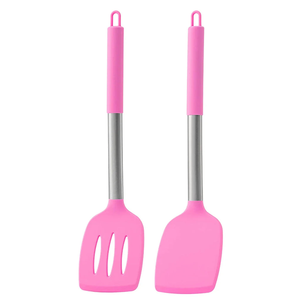 2pcs Stir Fry Spatula Steak Spatula Cooking Utensils Stainless Steel Handle Silicone Kitchenware Set Kitchen Cooking Tool Set